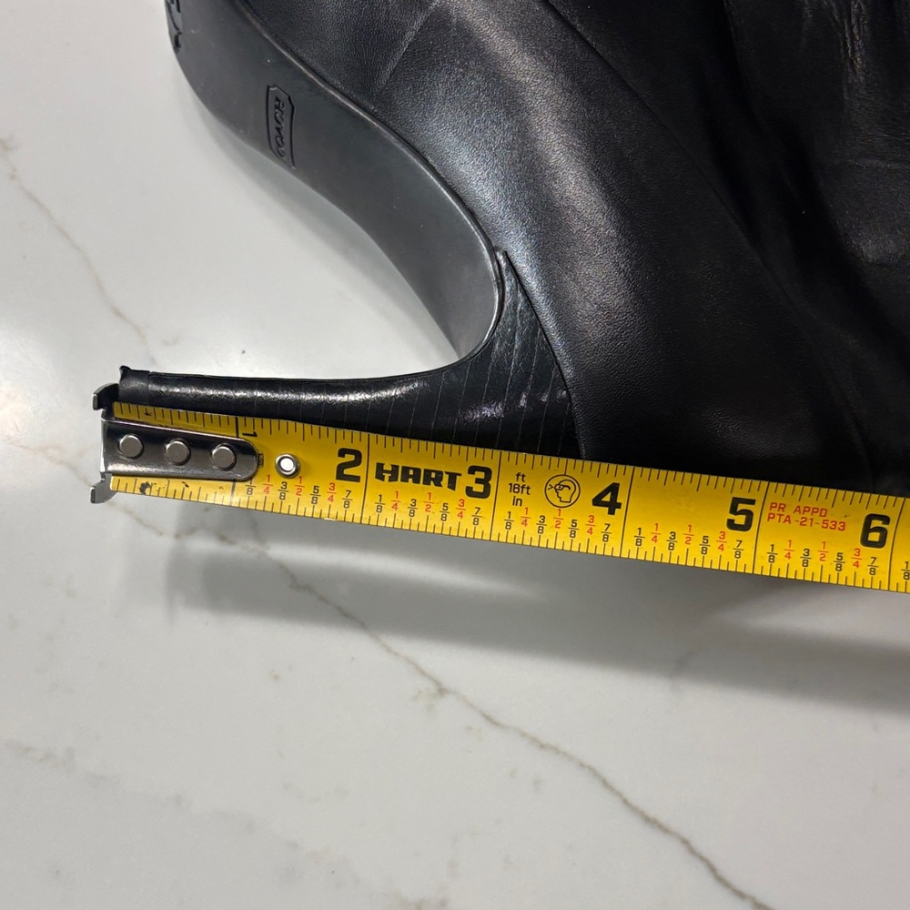 Coach Black Napa leather & SUEDE Heeled Ankle Booties. - Picture 6 of 17